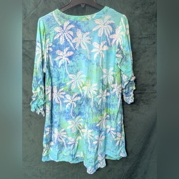 Tropical Palm Print Blouse - Green - Picture 9 of 13